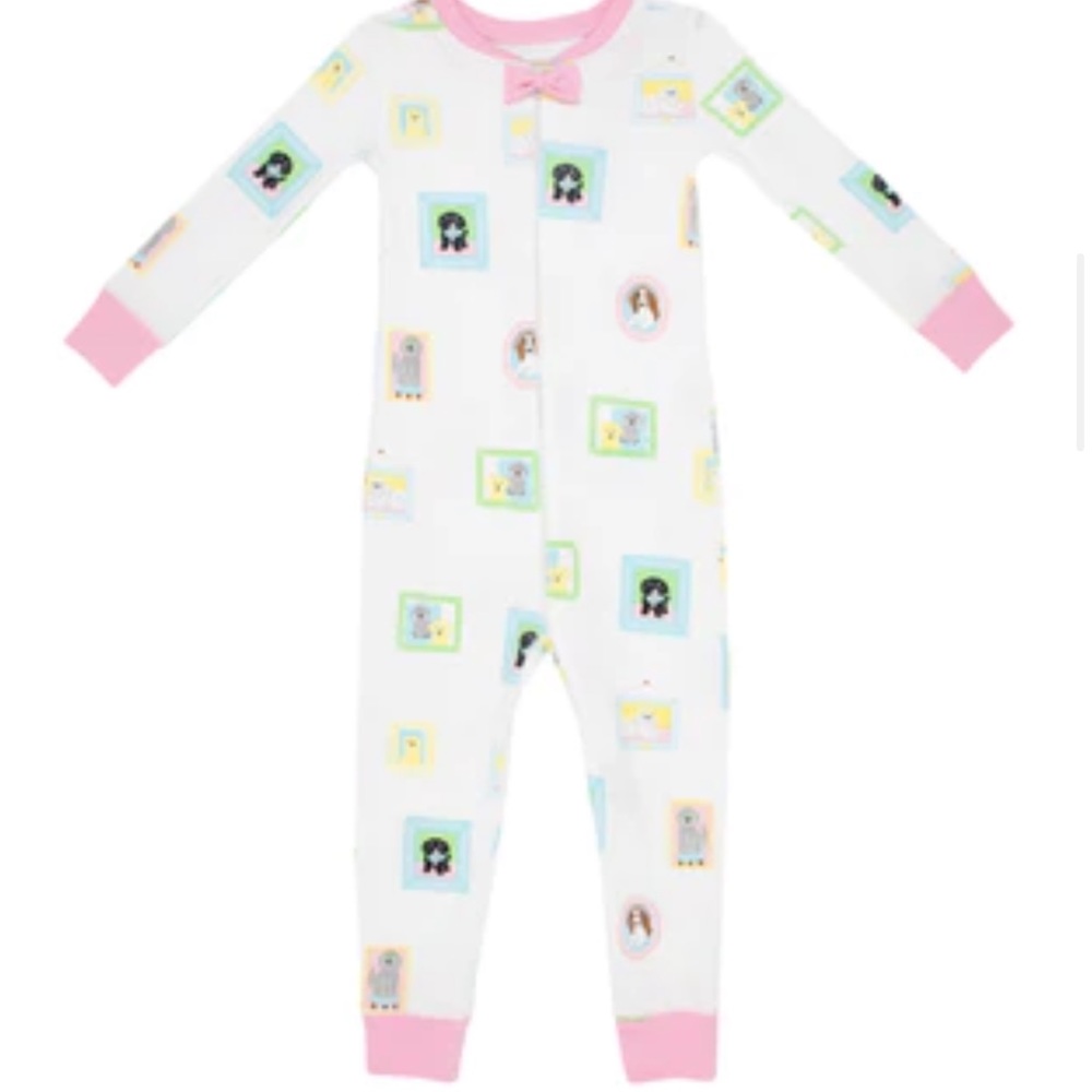 NWOT The Beaufort Bonnet Company Pink Dog Footie Pajama Onesie